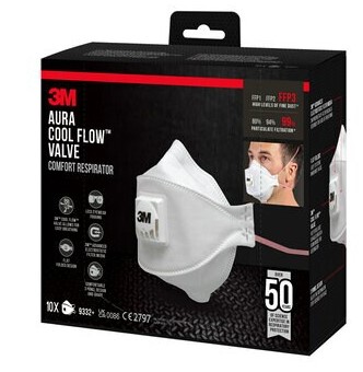 [1051314] MASQUE ANTI-POUSSIERE 9332+ FFP3 AVEC VALVE (10PC)