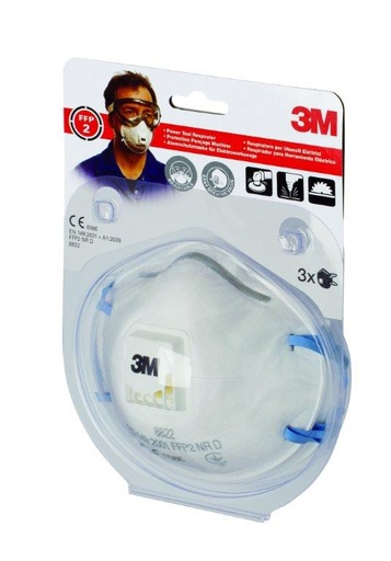 [1024615] MASQUE ANTI-POUSSIERE P2V 8822C3 (3PC) (3PC)