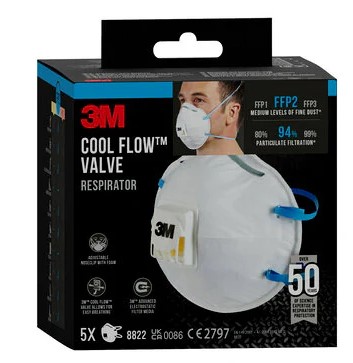 [1054835] MASQUE ANTI POUSSIERES 8822 FFP2 AVEC VALVE (5PC)